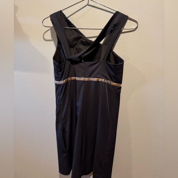Chloe NWT New Black Asymmetrical One-Shoulder Cocktail Dress with Silver Trim - Picture 10 of 16